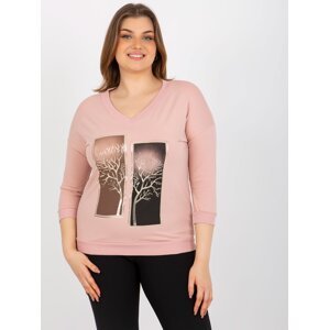 Light pink cotton blouse with large print