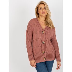 Dusty pink cardigan by Louissine RUE PARIS with braids