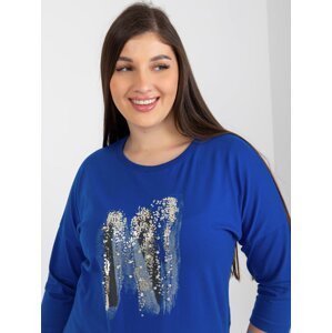 Dark blue blouse plus size with 3/4 sleeves