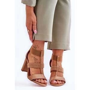 Leather Sandals High heel shoes Camel Marren