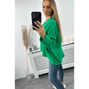 Cotton blouse with rolled-up sleeves green