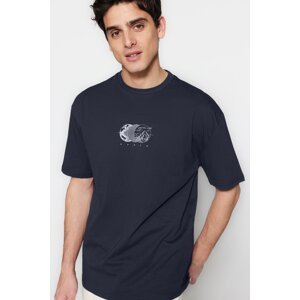Trendyol Black Men's Relaxed Fit Crew Neck Short Sleeve Printed T-Shirt