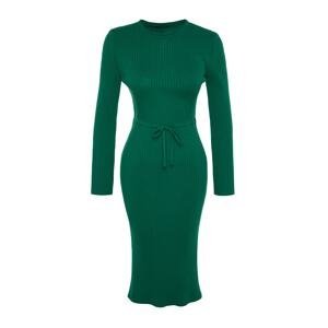 Trendyol Smaragdovo zelené midi svetrové šaty