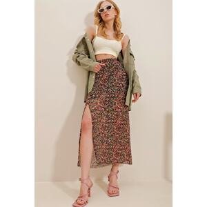 Trend Alaçatı Stili Women's Mix Patterned Tulle Chiffon Skirt with Slits