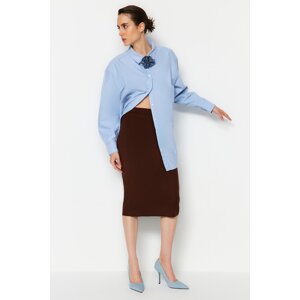 Trendyol Brown Midi Pencil Knitwear Skirt