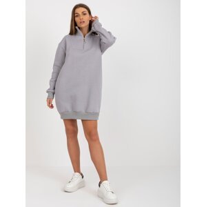 Grey mini sweatshirt dress with basic zipper
