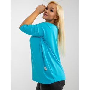 Basic blue plus size viscose blouse