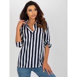 Summer shirt blouse in navy blue and white