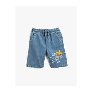 Koton Denim Shorts with Printed Pockets
