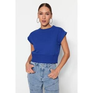 Trendyol Indigo Fitted Crew Neck Low Sleeve Thin Knitted Blouse