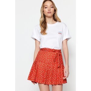 Trendyol Pomegranate Blossom Polka Dot Skirt-Look High Waist Mini Knitted Shorts