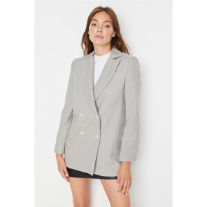 Trendyol Gray Regular Lined Double Breasted Blazer with Closure