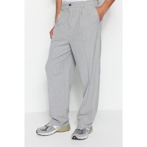 Trendyol Gray Men's Palazzo Elastic Waist Pleated Trousers