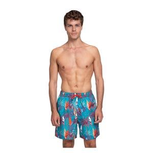Dagi Petrol-coral Micro Medium Patterned Men's Swim Shorts
