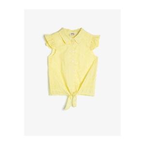 Koton Girl's Yellow Embroidered Shirt
