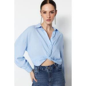 Trendyol Light Blue Gathered Woven Blouse