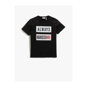 Koton Slogan Printed Short Sleeved T-Shirt Cotton