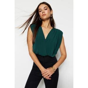 Trendyol Emerald Waistband Double Breasted Neck Flexible Snaps Knitted Bodysuit