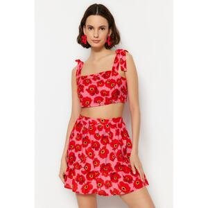 Trendyol Floral Pattern Woven Binding Blouse and Skirt Set