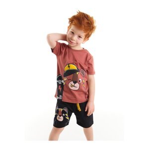 Denokids Skateboard Chlapčenské tričko Čierne šortky Set