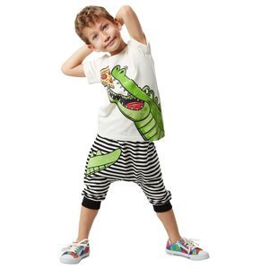 Denokids Pizza Crocodile Boy T-shirt Capri Shorts Set