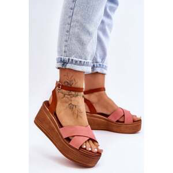 Women's comfortable sandals on a lap of brown-pink Laurie
