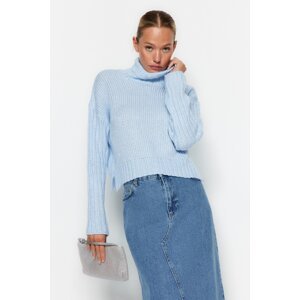Trendyol Blue Wide Fit mäkký textúrovaný pletený sveter