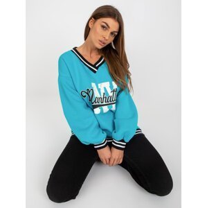 Blue sweatshirt with print without hood