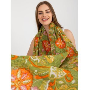 Light green cotton scarf with print
