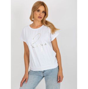 White cotton blouse with RUE PARIS inscription