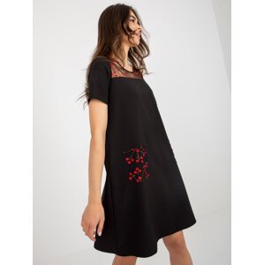 Black cocktail dress with short sleeves
