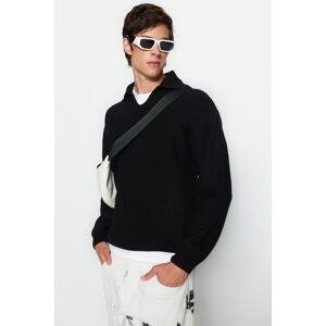 Trendyol Black Unisex Regular Fit Polo Collar Anti-Pilling Knitwear Sweater