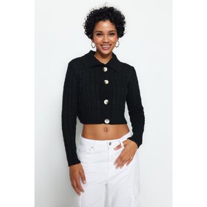 Trendyol Black Crop Pletené Cardigan