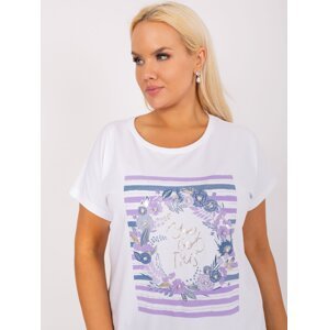 White-violet women's blouse plus size with short sleeves