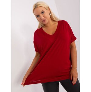 Burgundy women's blouse of larger size