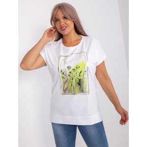 White and light green blouse plus size with print
