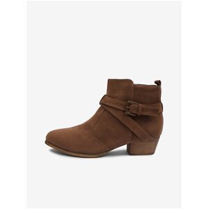 Brown Women's Suede Ankle Boots CAMAIEU - Womens