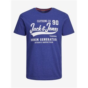Modré pánske tričko s logom Jack & Jones - MUŽI