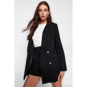 Trendyol Black Oversize Lined Buttoned Woven Blazer Jacket