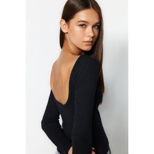 Trendyol Black Backless Fitted Flexible Knitted Blouse