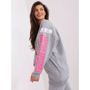 Grey women's oversize sweatshirt with inscriptions