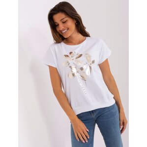 White cotton blouse with print RUE PARIS