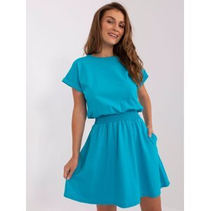 Basic blue dress with pockets by RUE PARIS