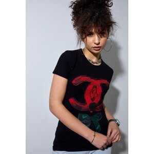 Women's T-shirt with black application