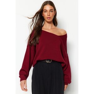 Trendyol Claret Red super široký pletený sveter