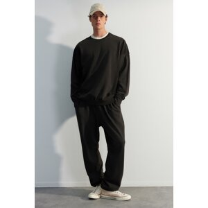 Trendyol Anthracite Limited Edition Oversize/Wide-Fit Faded Effect 100% Cotton Sweatshirt