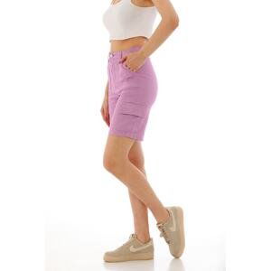 BİKELİFE Women's Lilac High Waist Lycra Shorts Bermuda