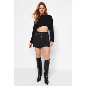 Trendyol Black Belt Woven Short Skirt