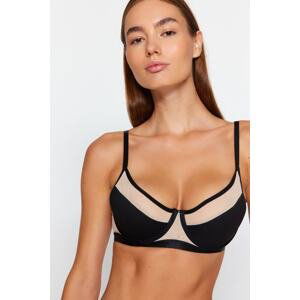 Trendyol Black Polyamide Tulle Detailed Covered Bra