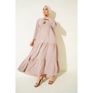 Bigdart 1627 Collar Lace-Up Hijab Dress - C. Beige